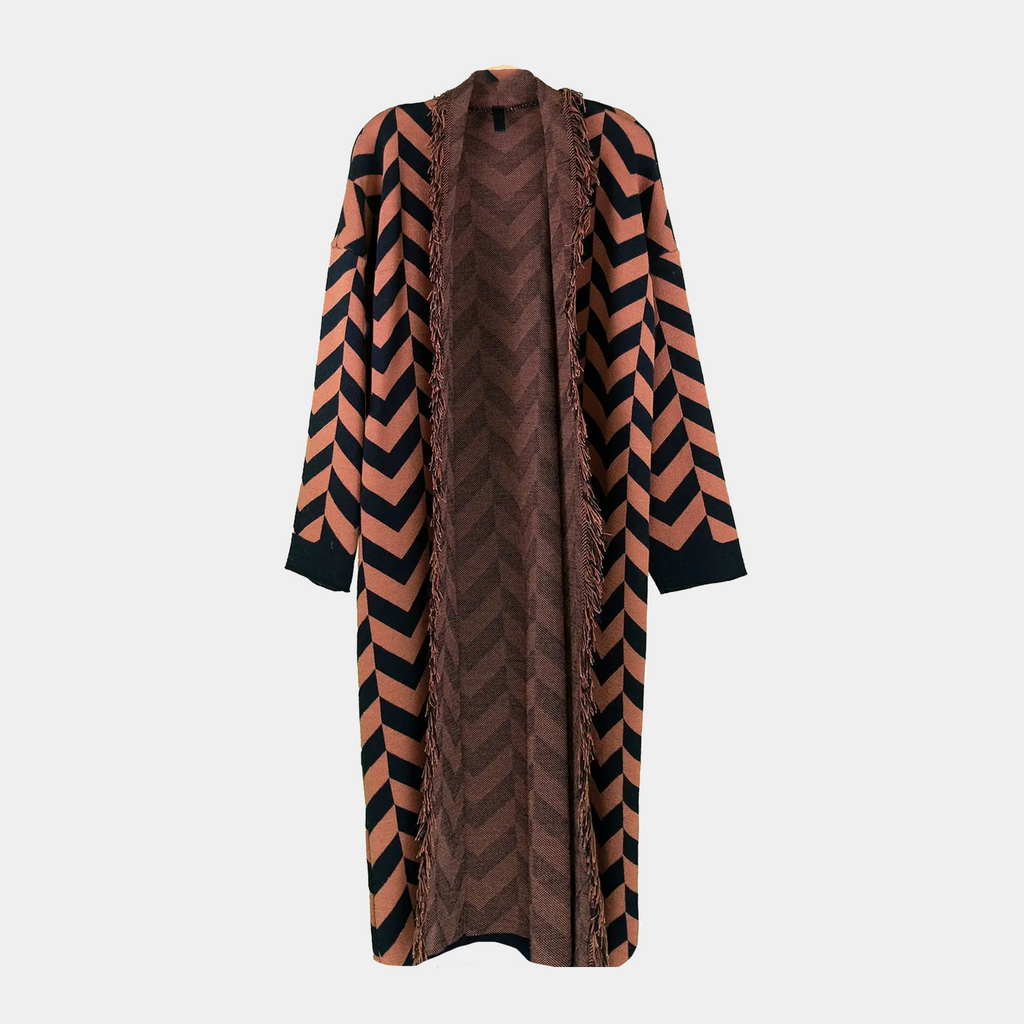 Duster Coat with Chevron Pattern in White or Rust