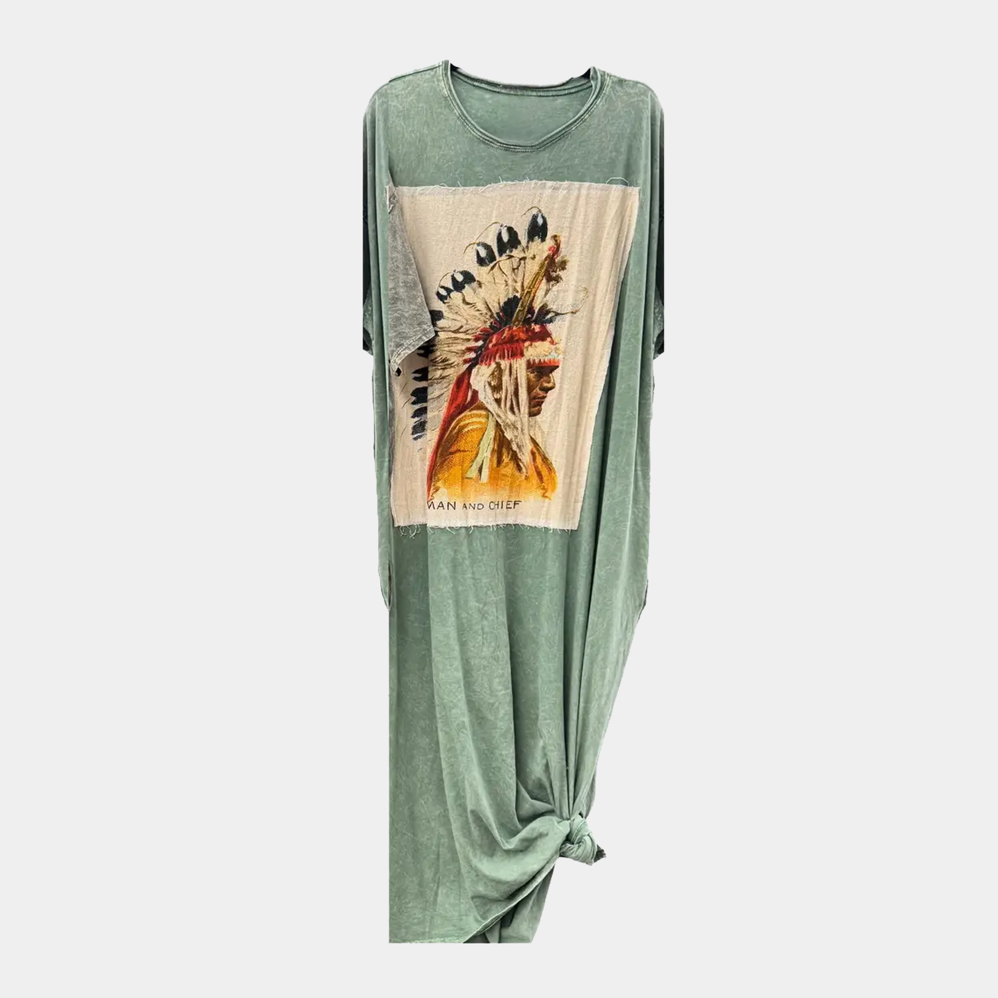 T-Shirt Dress with Printed Patch of Shaman & Chief