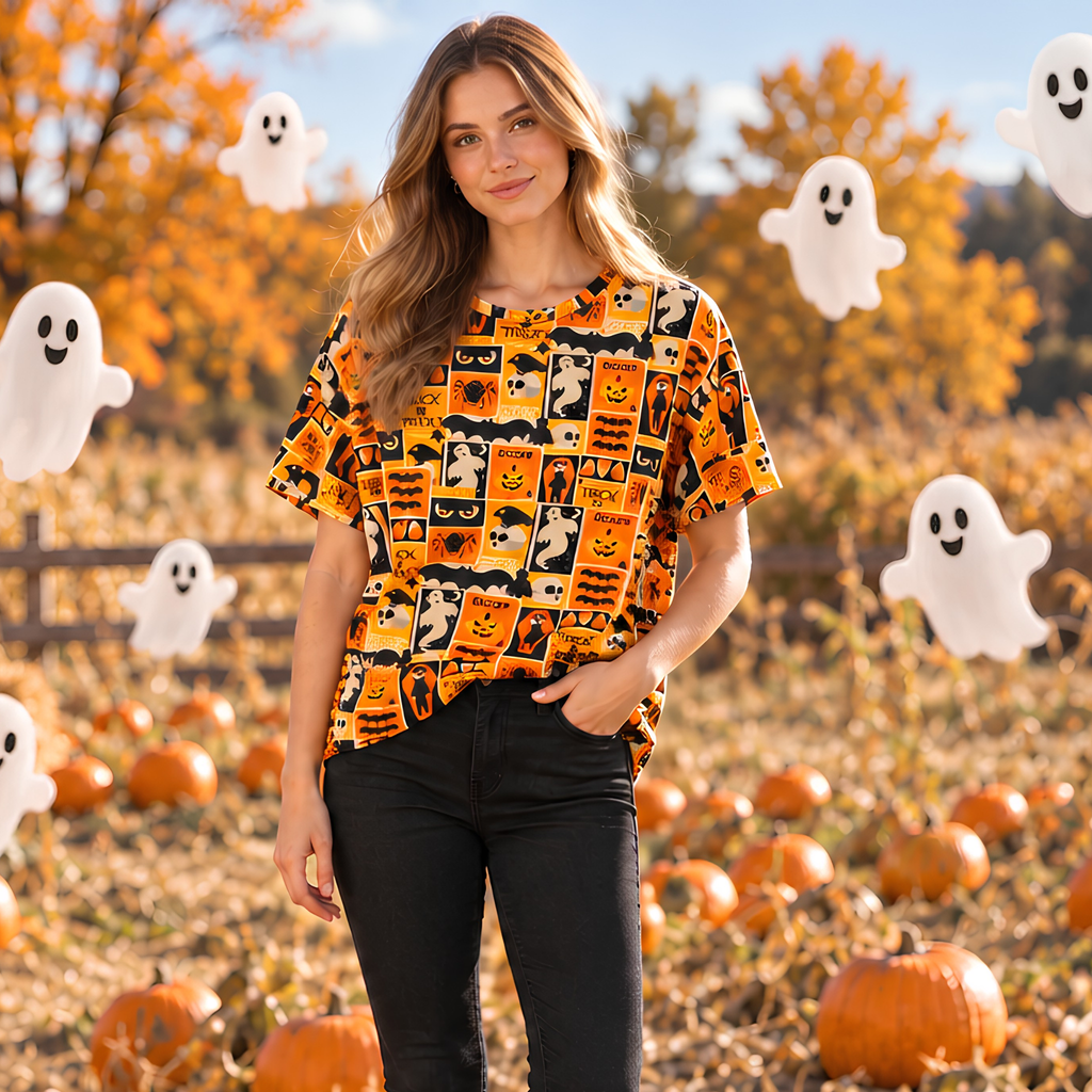 Tee with Fall & Halloween Themed Prints — Four Options!
