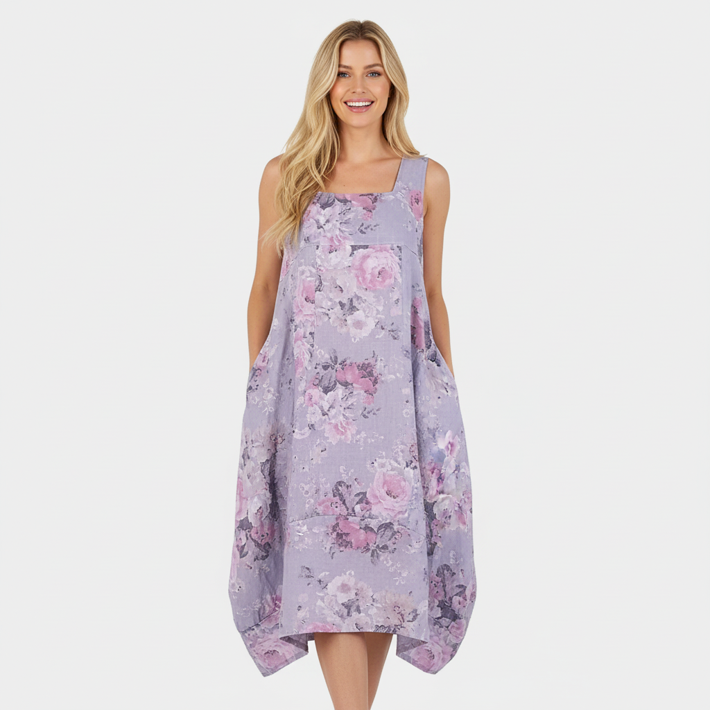 Vintage Floral Linen Dress in Six Colors