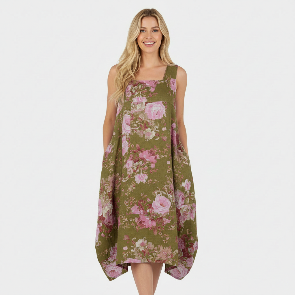 Vintage Floral Linen Dress in Six Colors