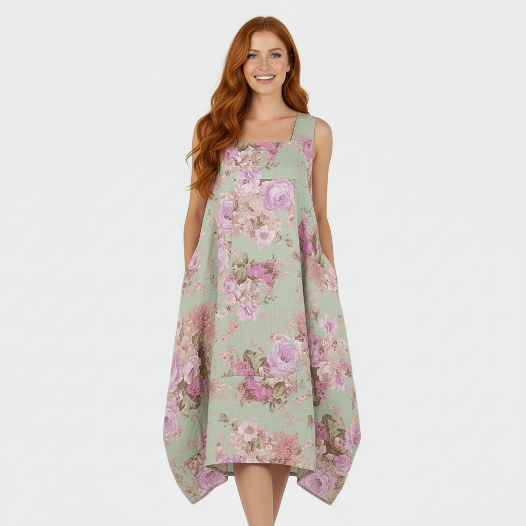Vintage Floral Linen Dress in Six Colors