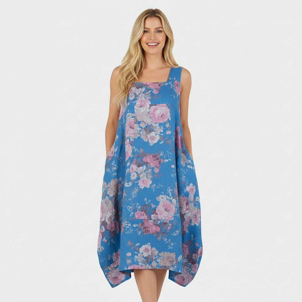 Vintage Floral Linen Dress in Six Colors