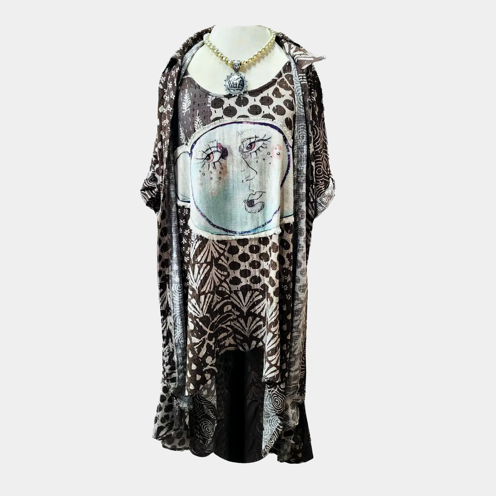 Duster with Hand-Blocked Prints