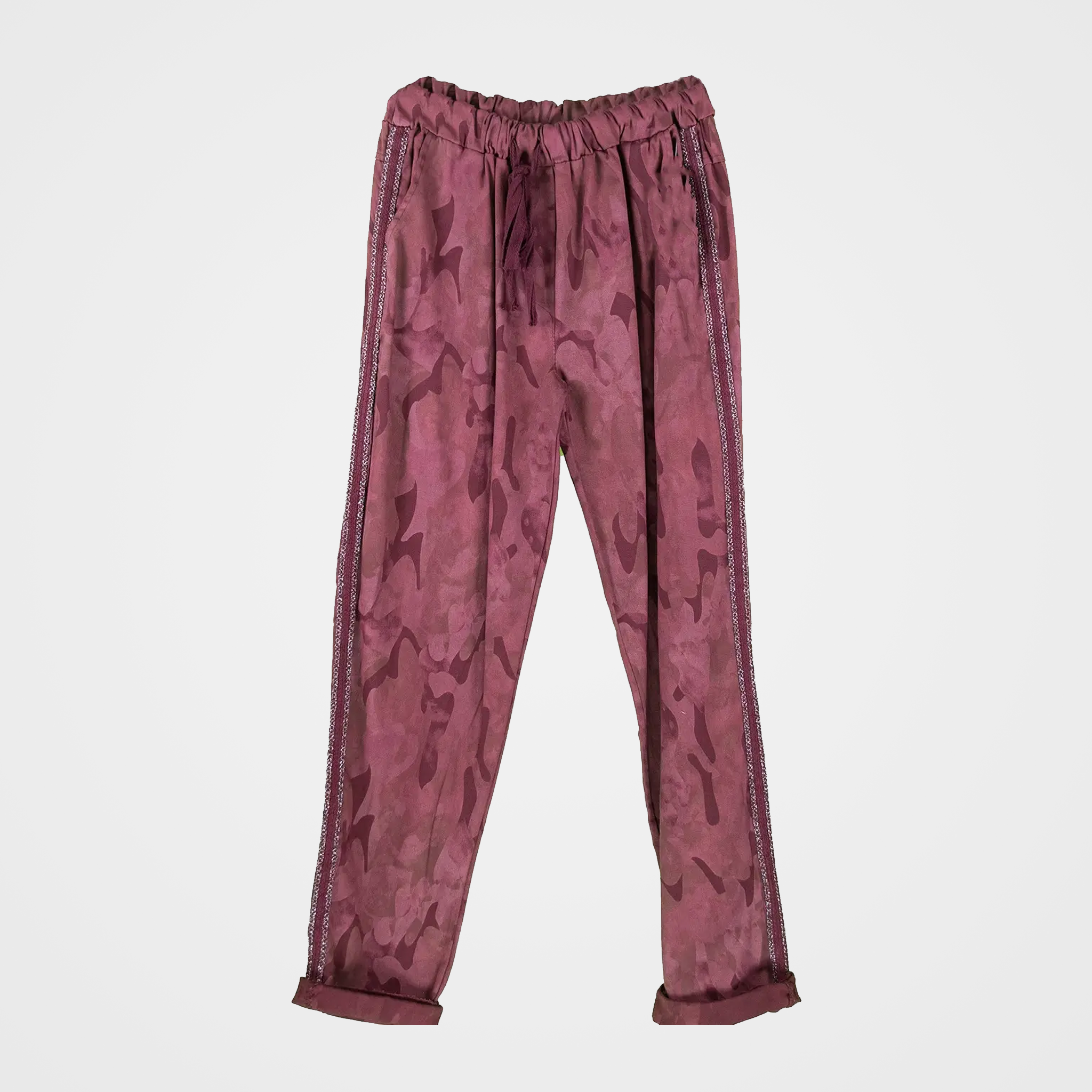 Camo Jogger Pant with Bling Trim on Side Seam