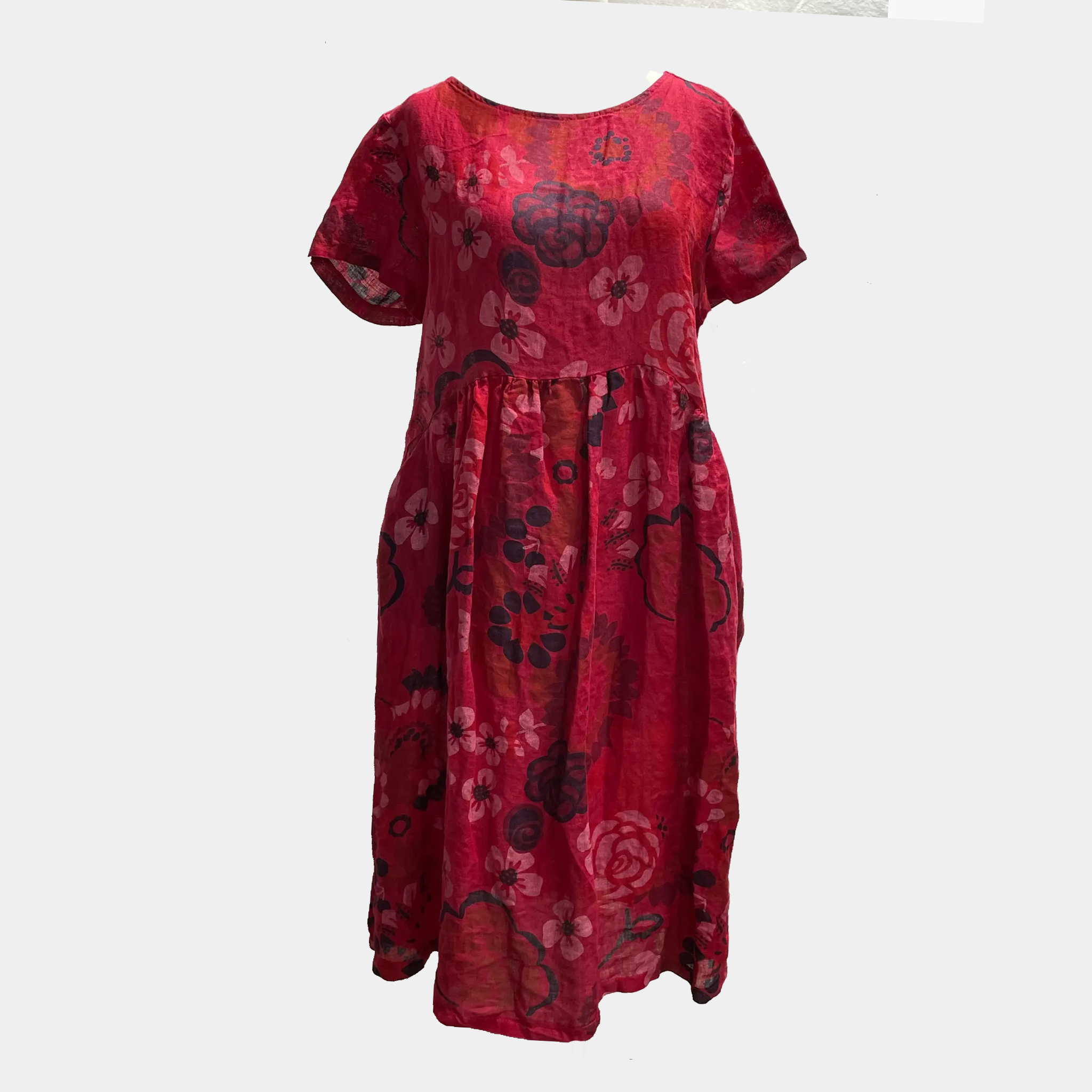 Linen Floral Dress in Four Colors