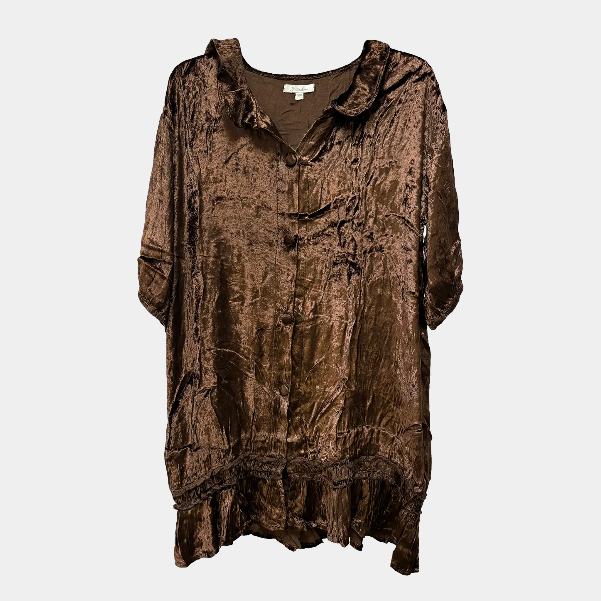 Crushed Velvet Ruffle-Hem Tunic in Four Colors