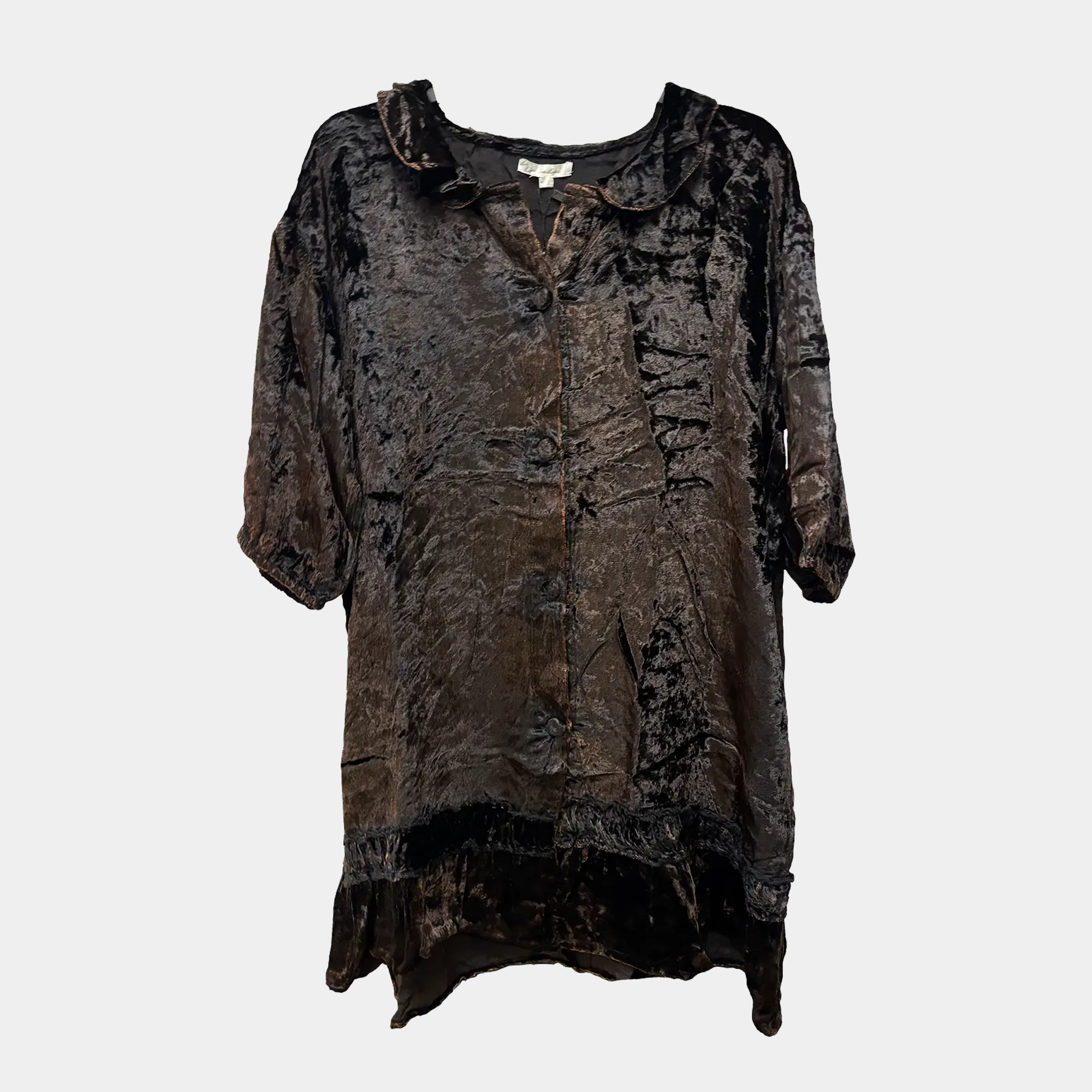 Crushed Velvet Ruffle-Hem Tunic in Four Colors