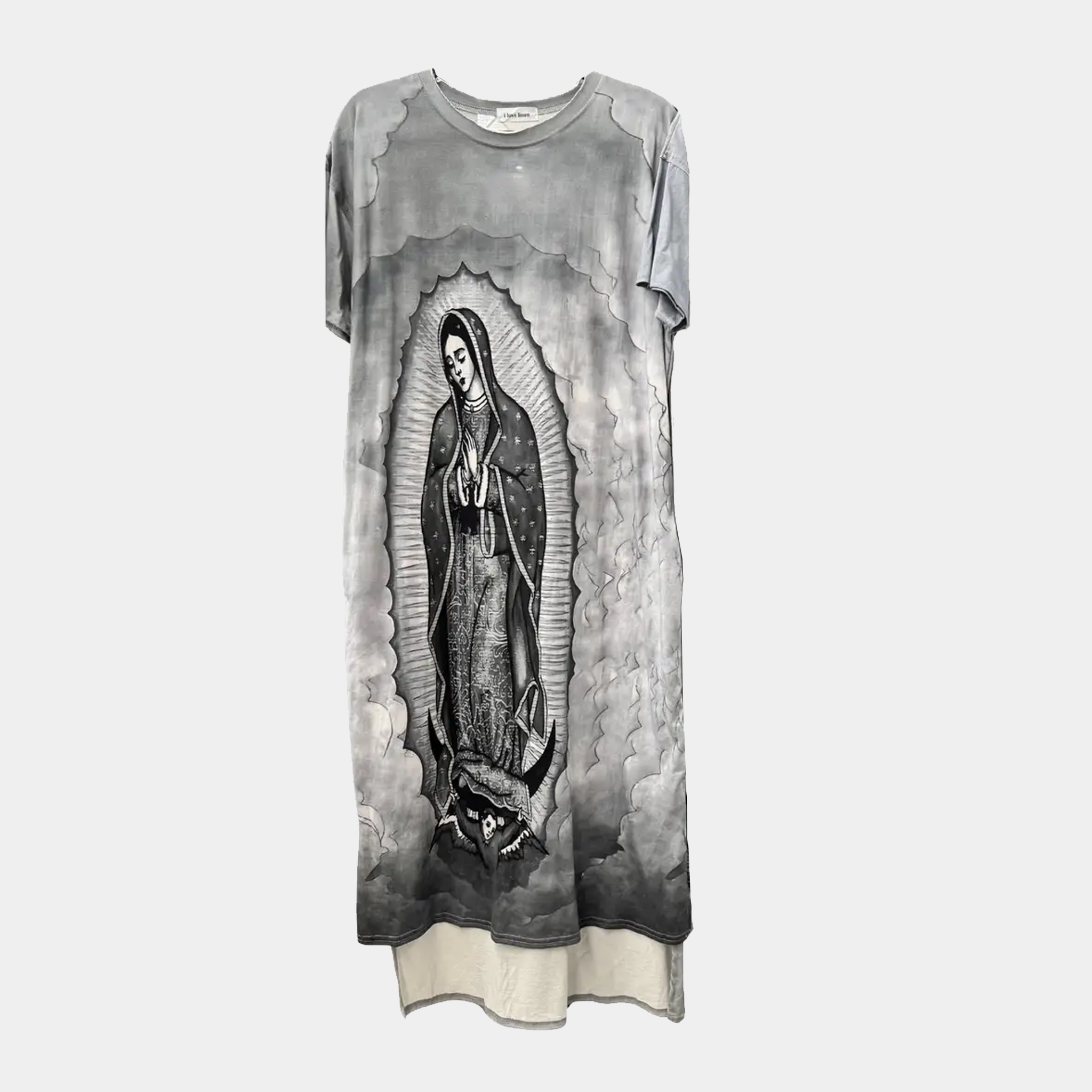 T-Shirt Dress with Print of Mother Mary