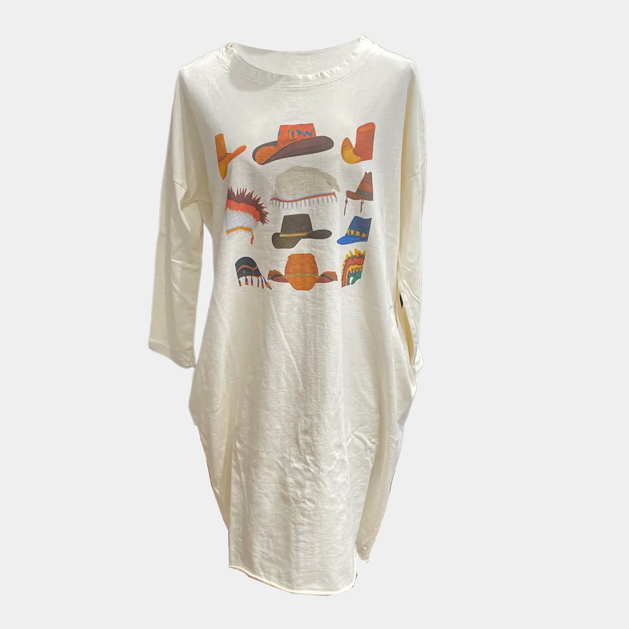 Tshirt Dress with Cowboy Hats Graphic