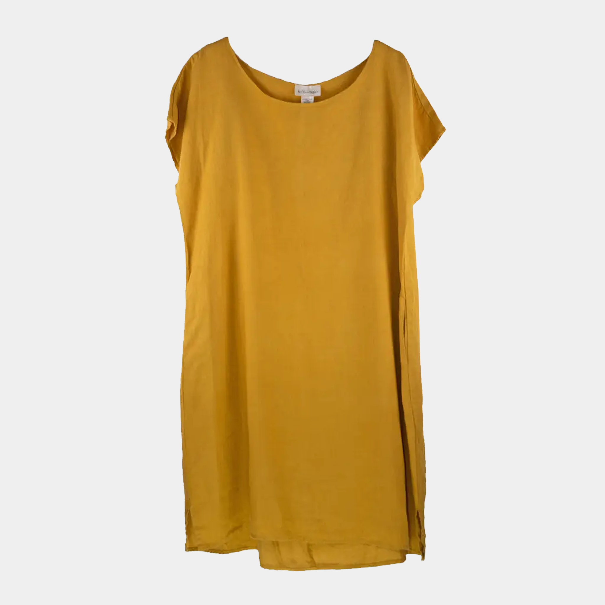 Linen Shift Dress in Mustard