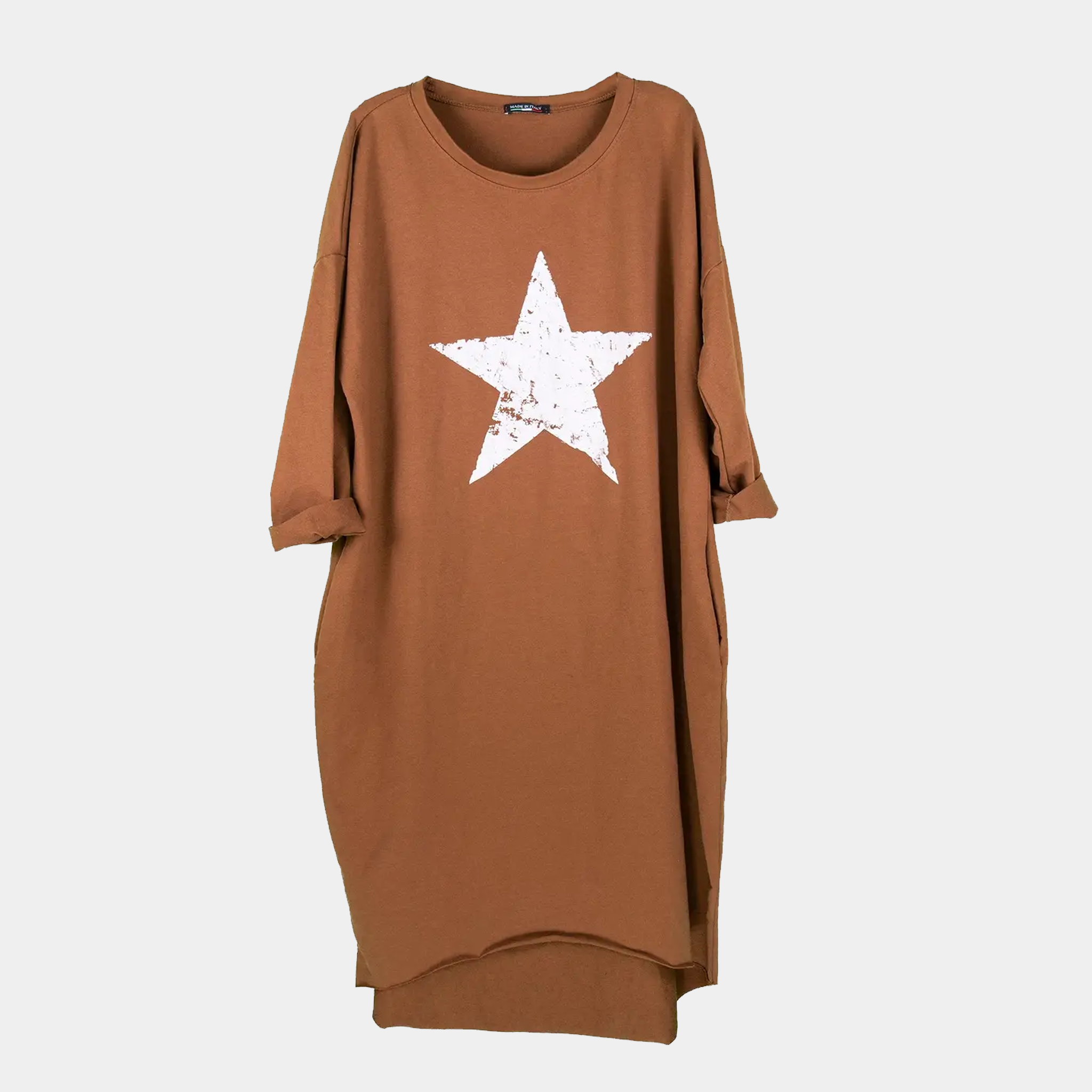 T-Shirt Dress with Distressed Star Print