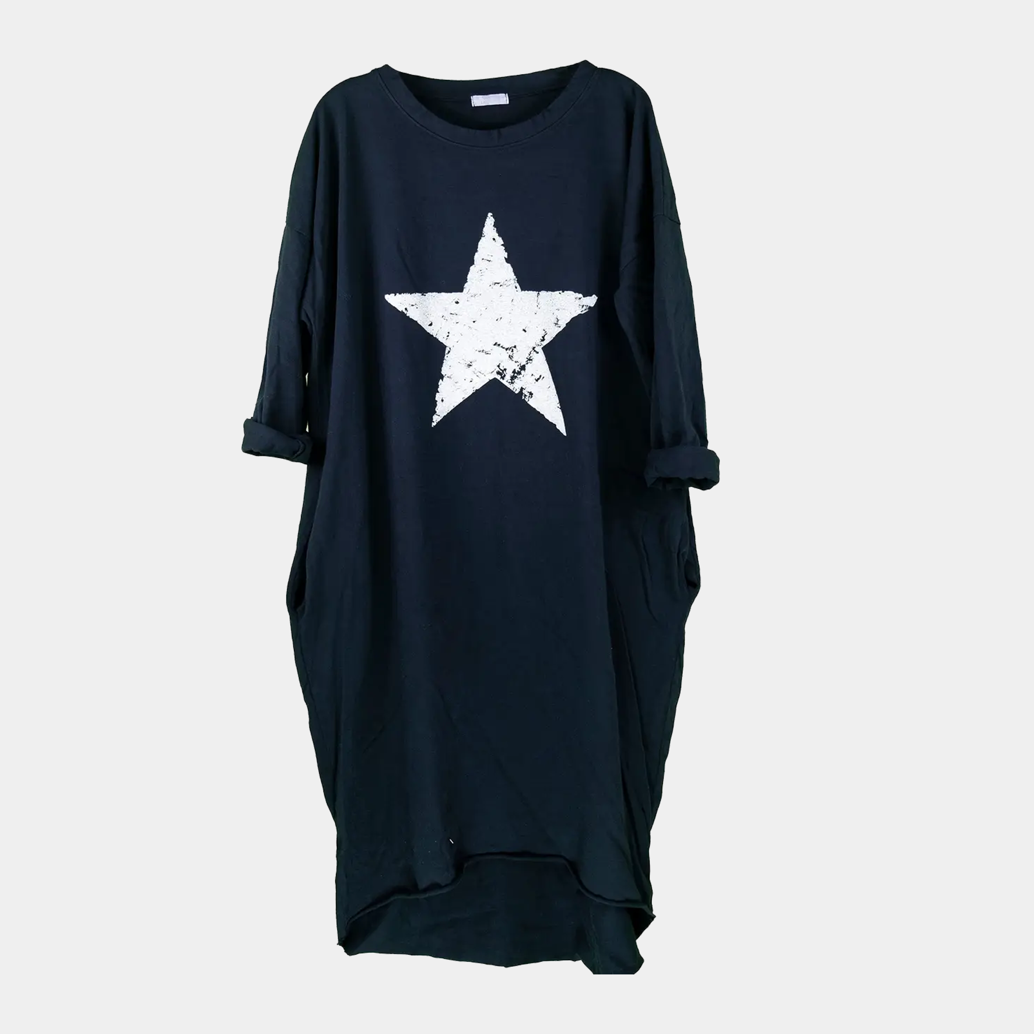T-Shirt Dress with Distressed Star Print