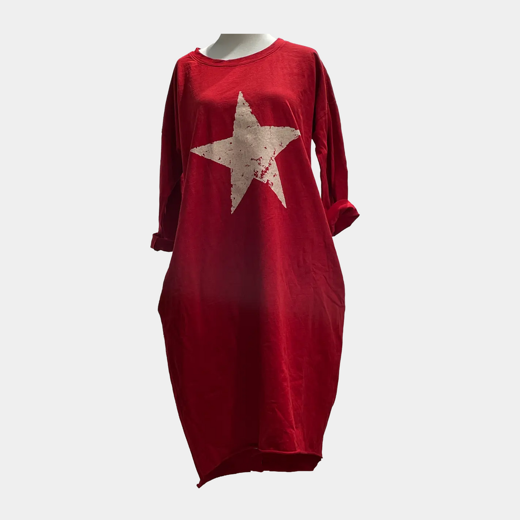 T-Shirt Dress with Distressed Star Print