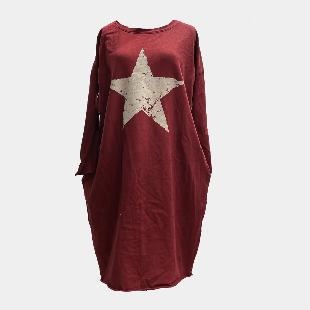 T-Shirt Dress with Distressed Star Print