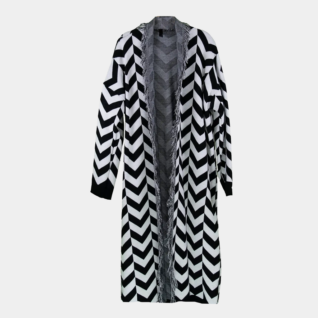 Duster Coat with Chevron Pattern in White or Rust