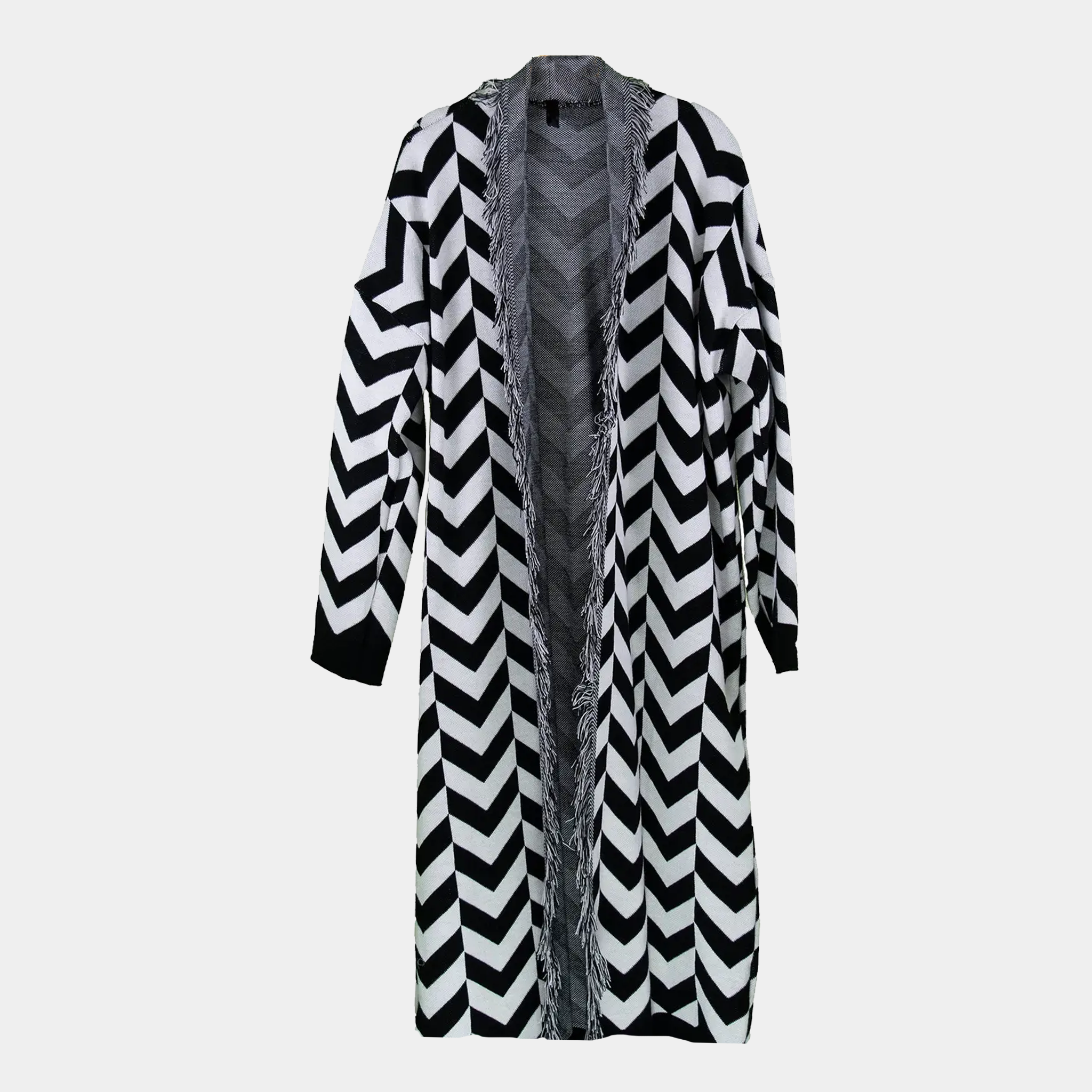 Duster Coat with Chevron Pattern in White or Rust