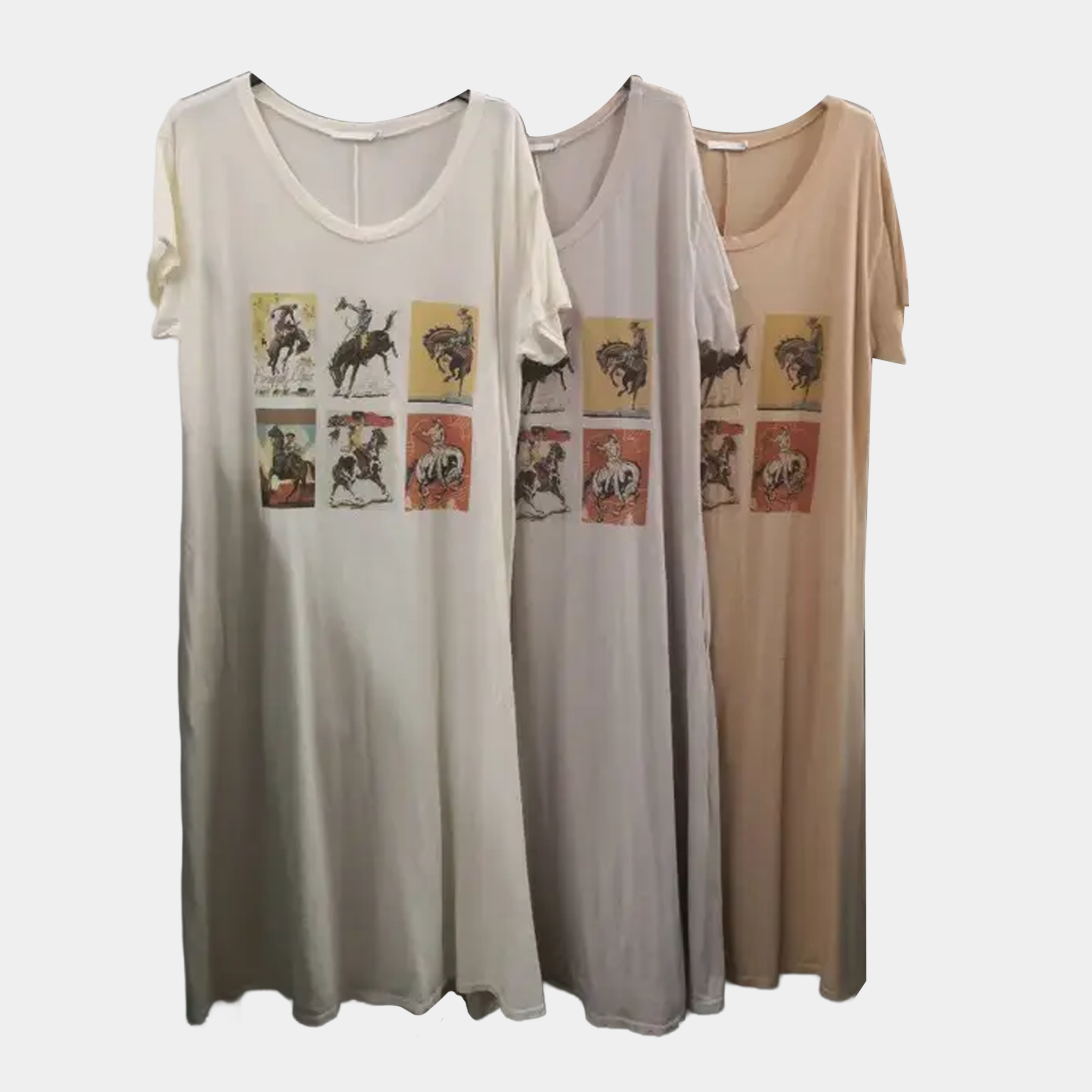 T-Shirt Dress with Rodeo Stamps A-Line