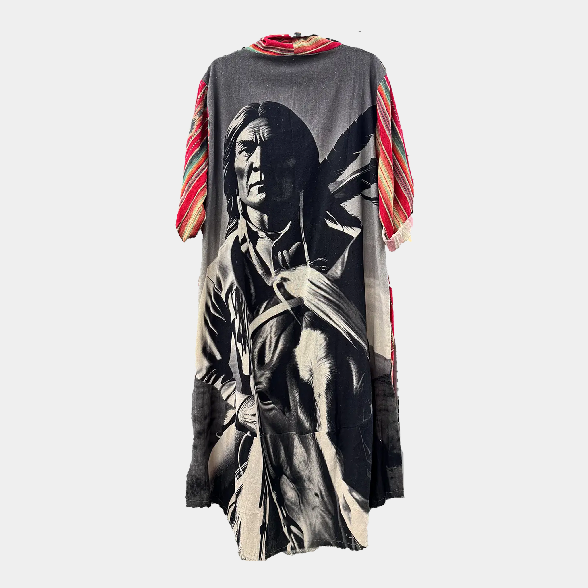 Duster with Serape Stripes (Front) and Indian Warrior (Back)