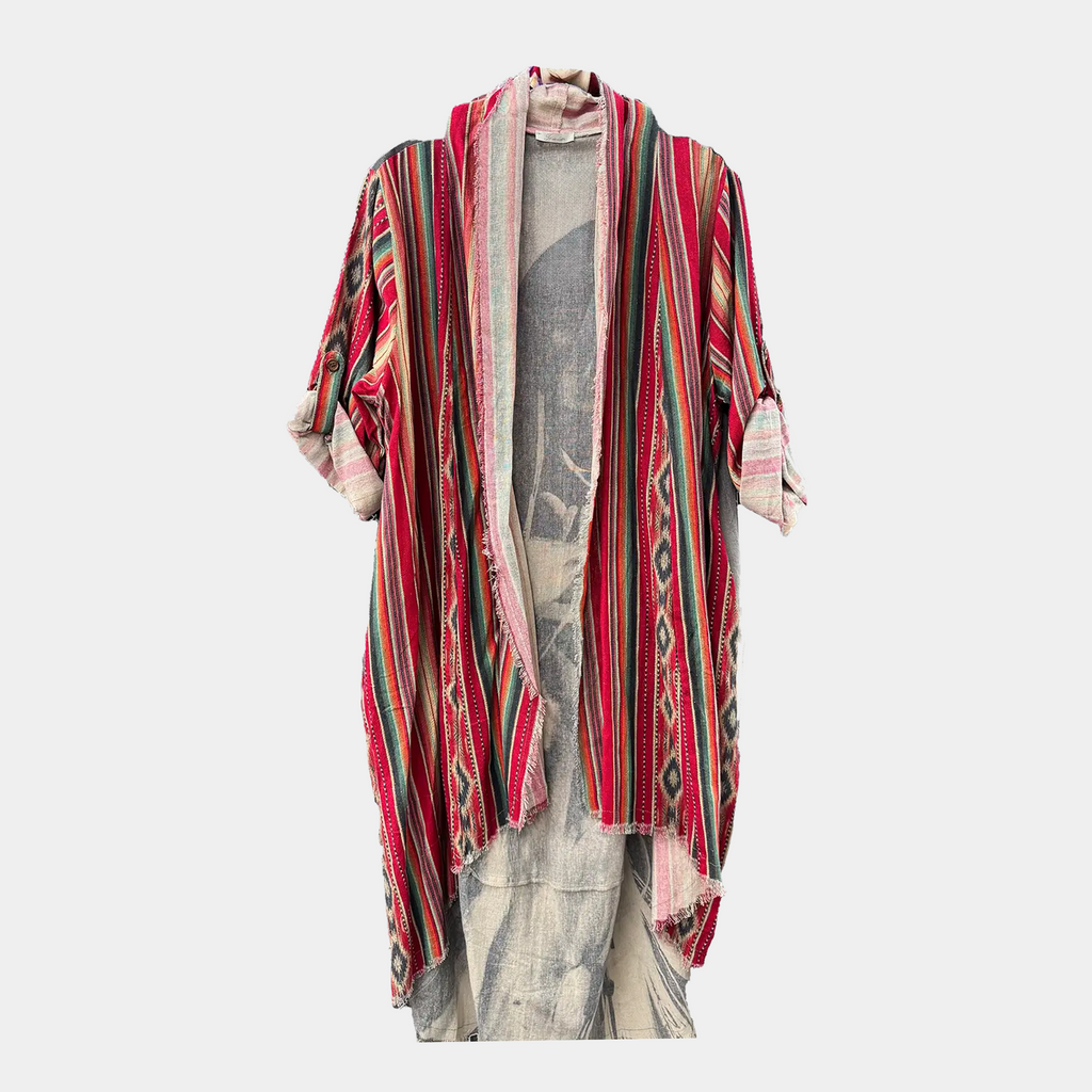 Duster with Serape Stripes (Front) and Indian Warrior (Back)