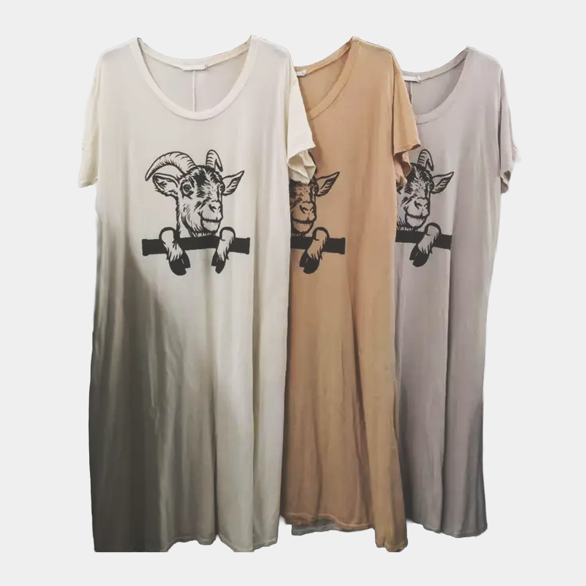 T-Shirt Dress with Goat Print A-Line