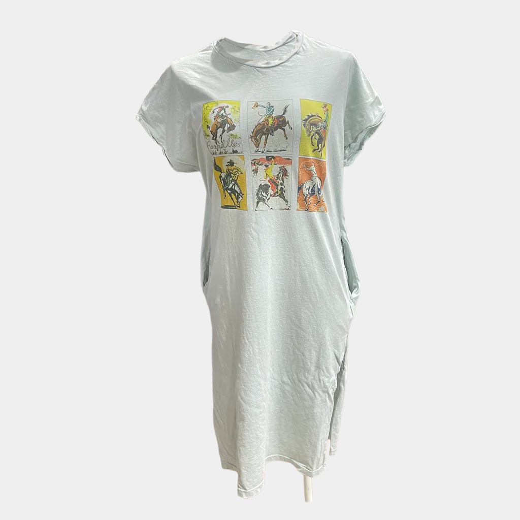 T-Shirt Dress w/Rodeo Stamps Print