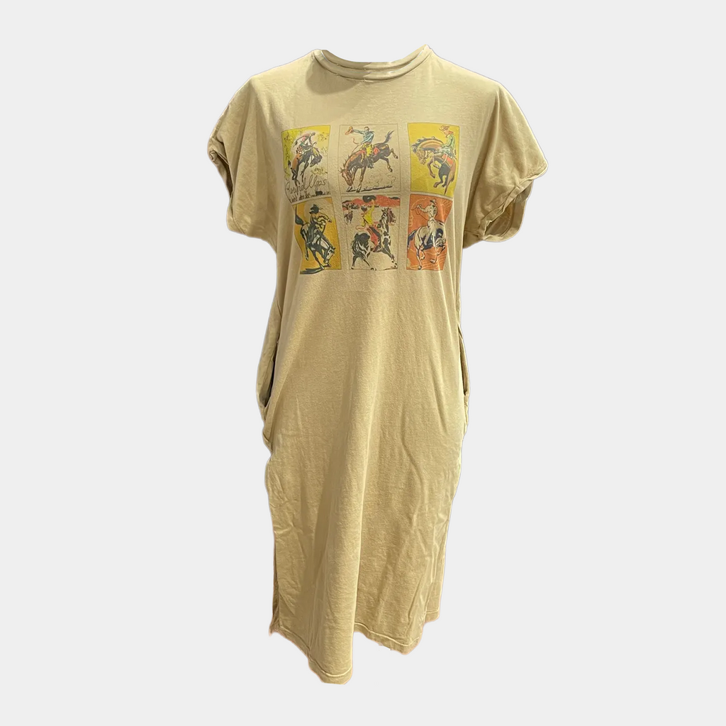 T-Shirt Dress w/Rodeo Stamps Print