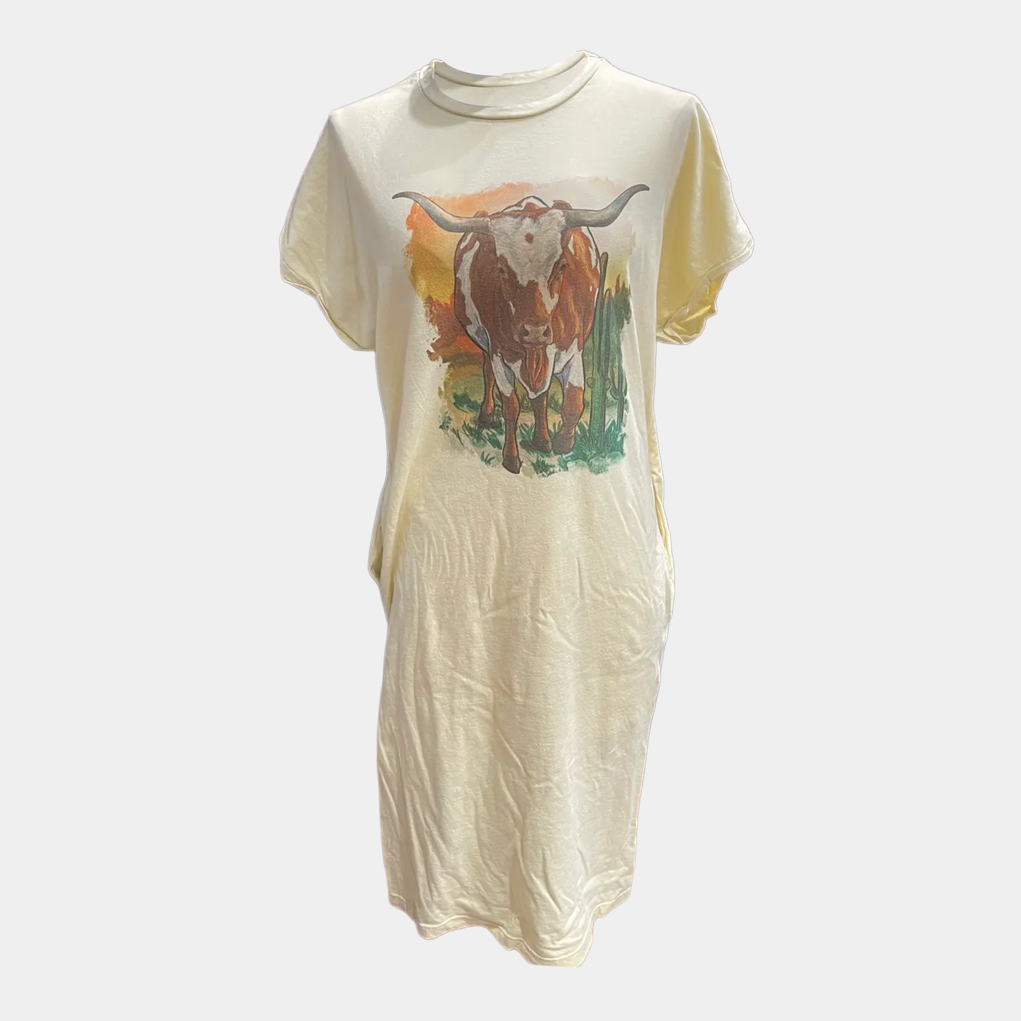 T-Shirt Dress with Longhorn Print
