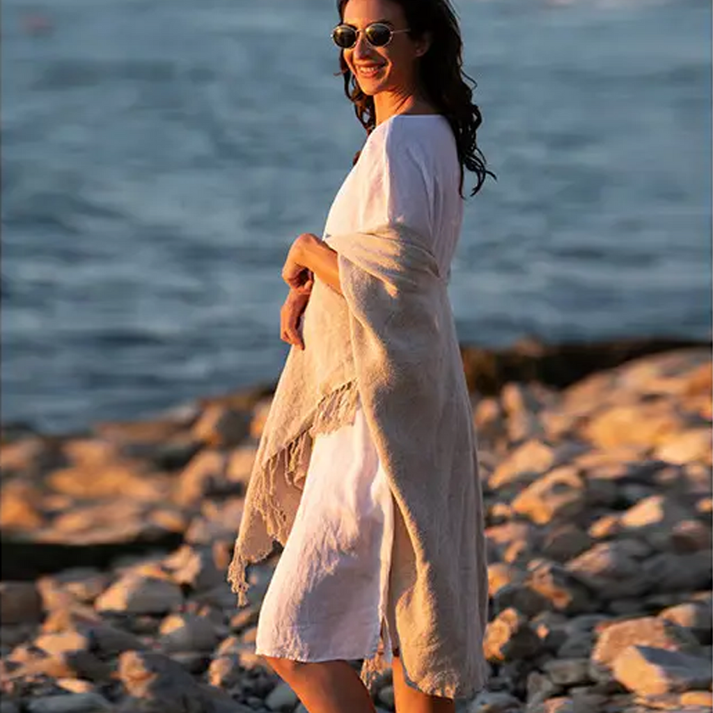Linen Shift Dress in White