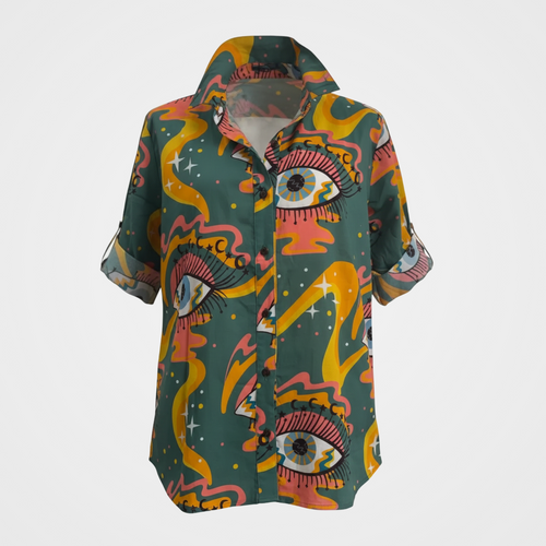 Button Up Tops with Abstract Designs