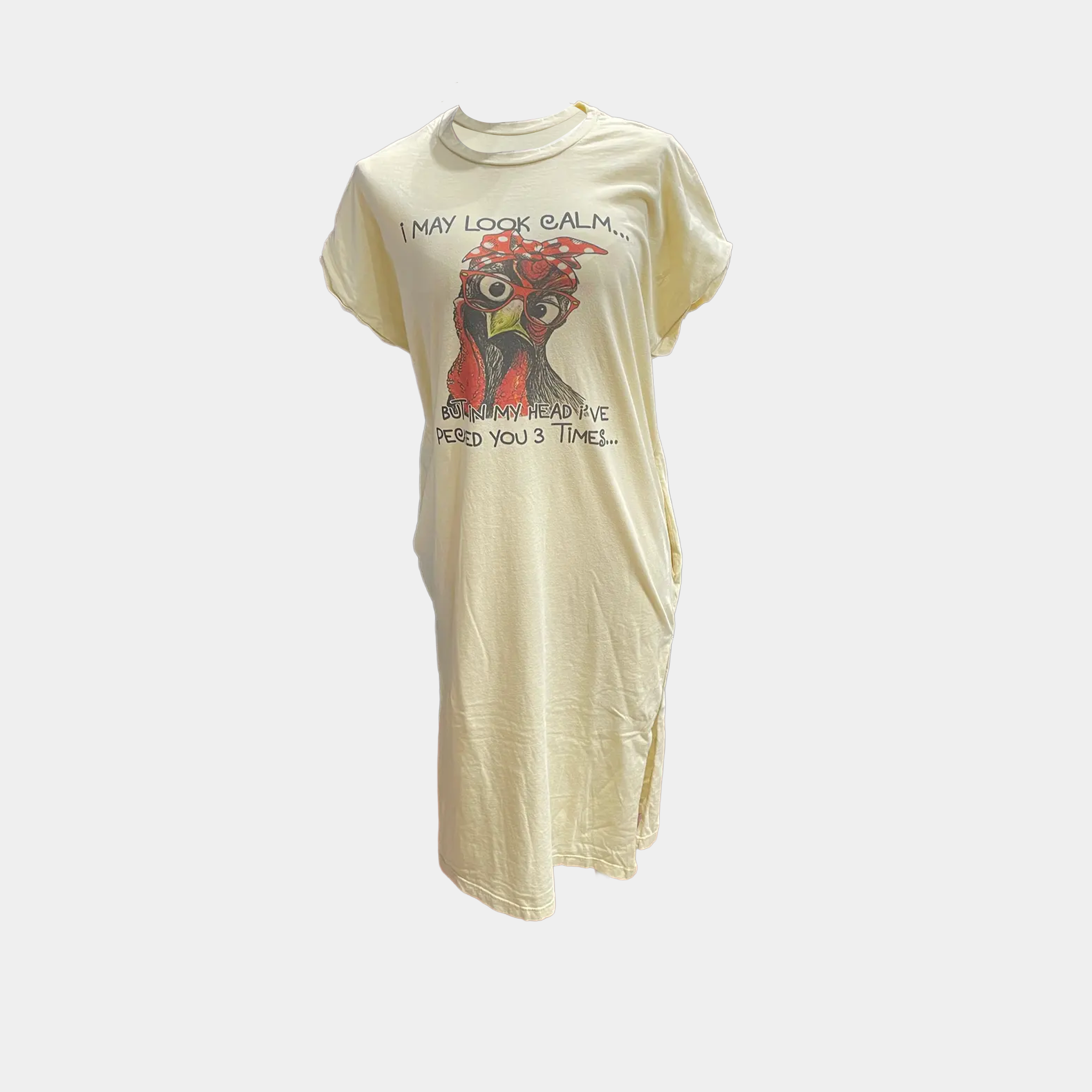 T-Shirt Shift Dress with Funny Chicken Graphic