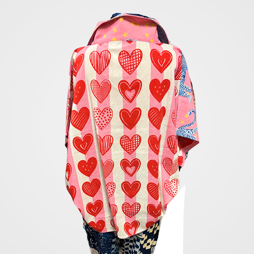 Oversized Cotton Collared Top with Fun Prints