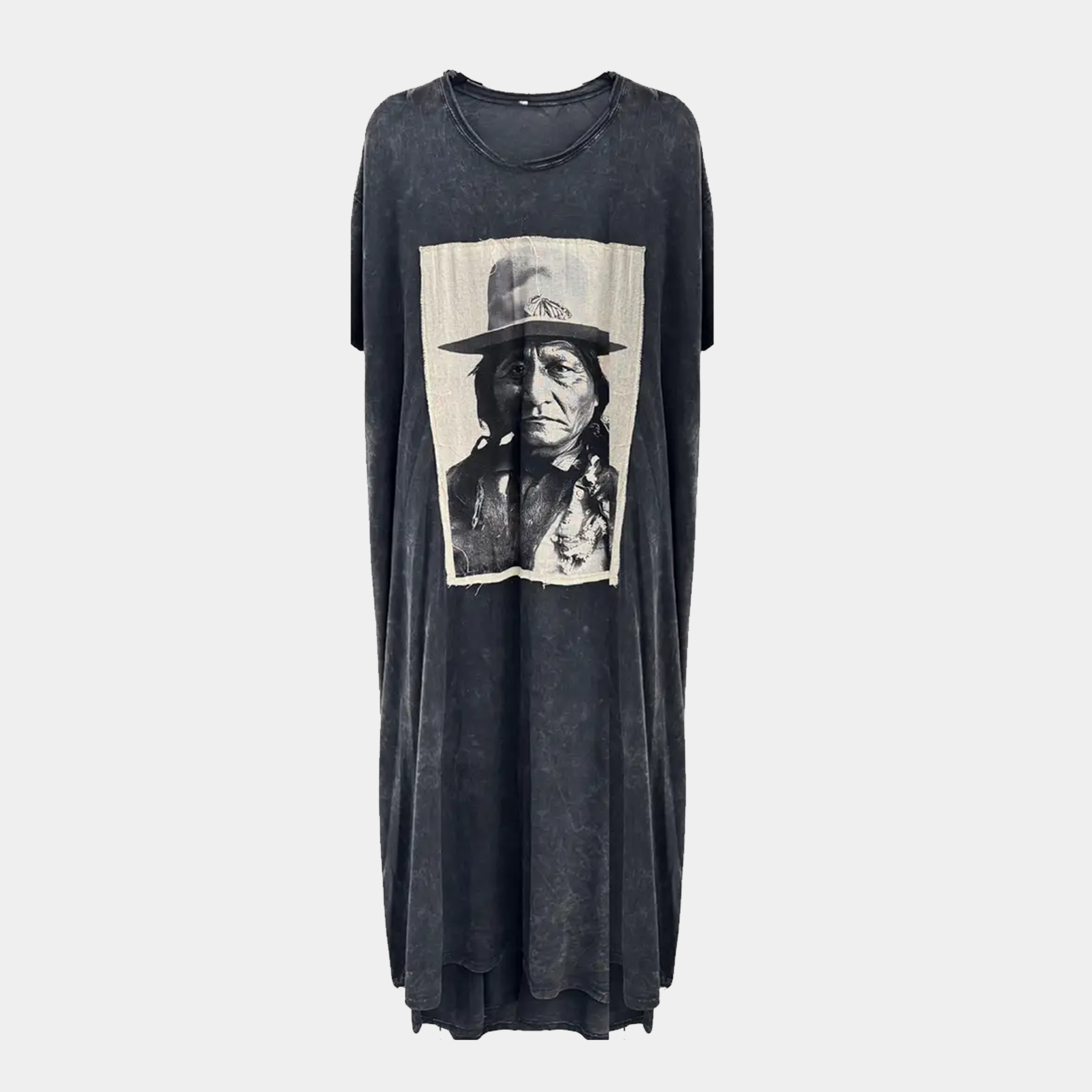 T-Shirt Dress with Sitting Bull Printed Patch