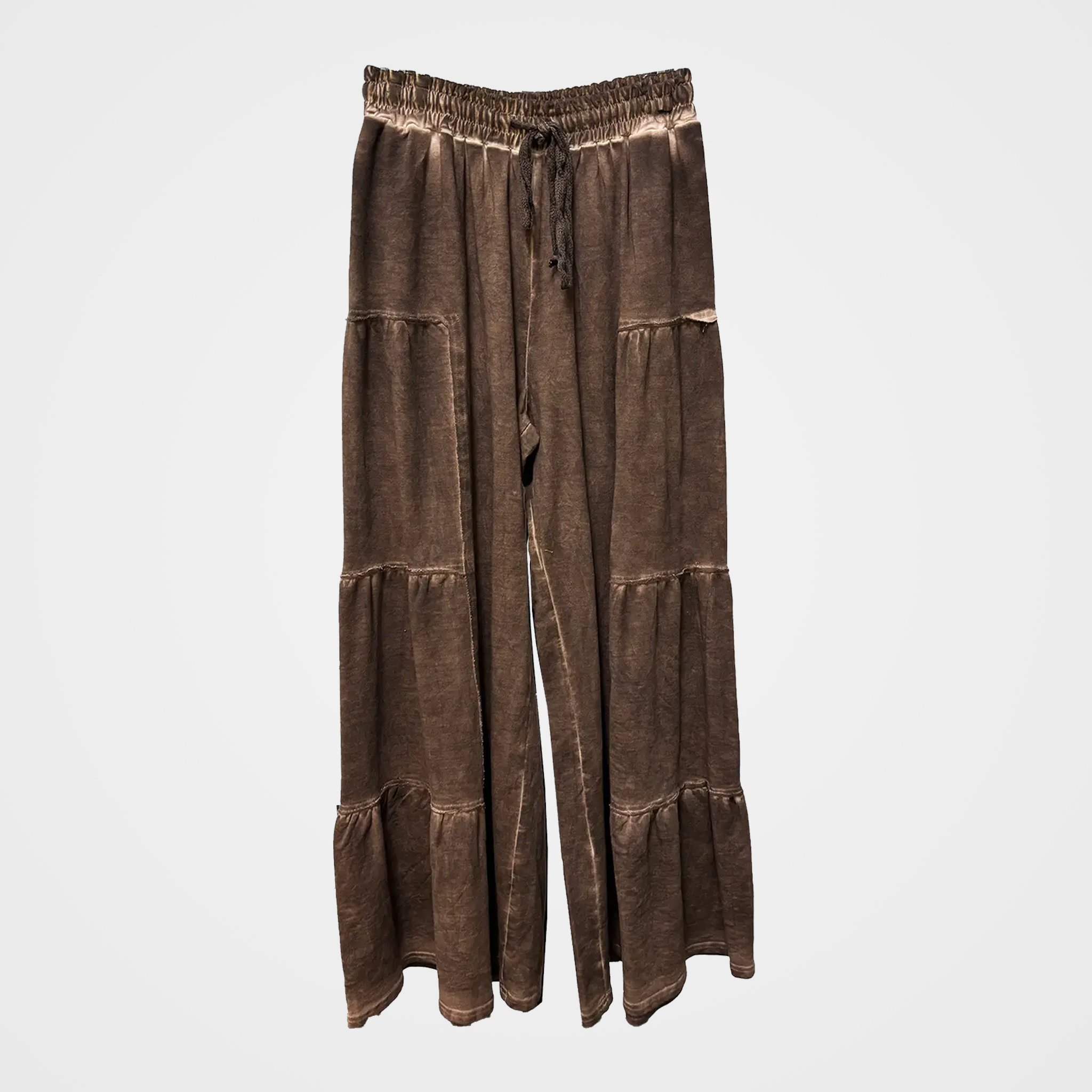 Tiered Cotton Terry Pants