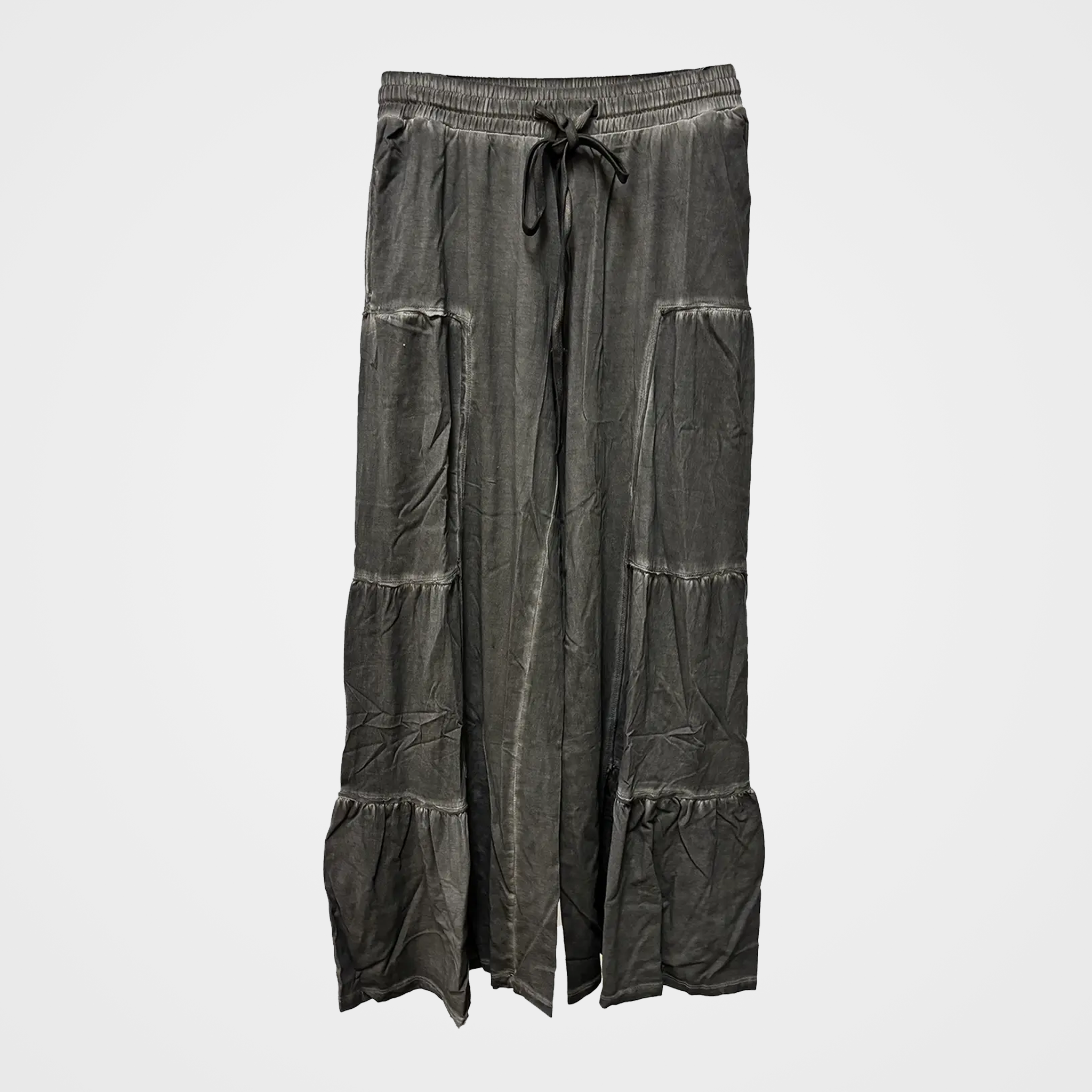 Tiered Cotton Terry Pants