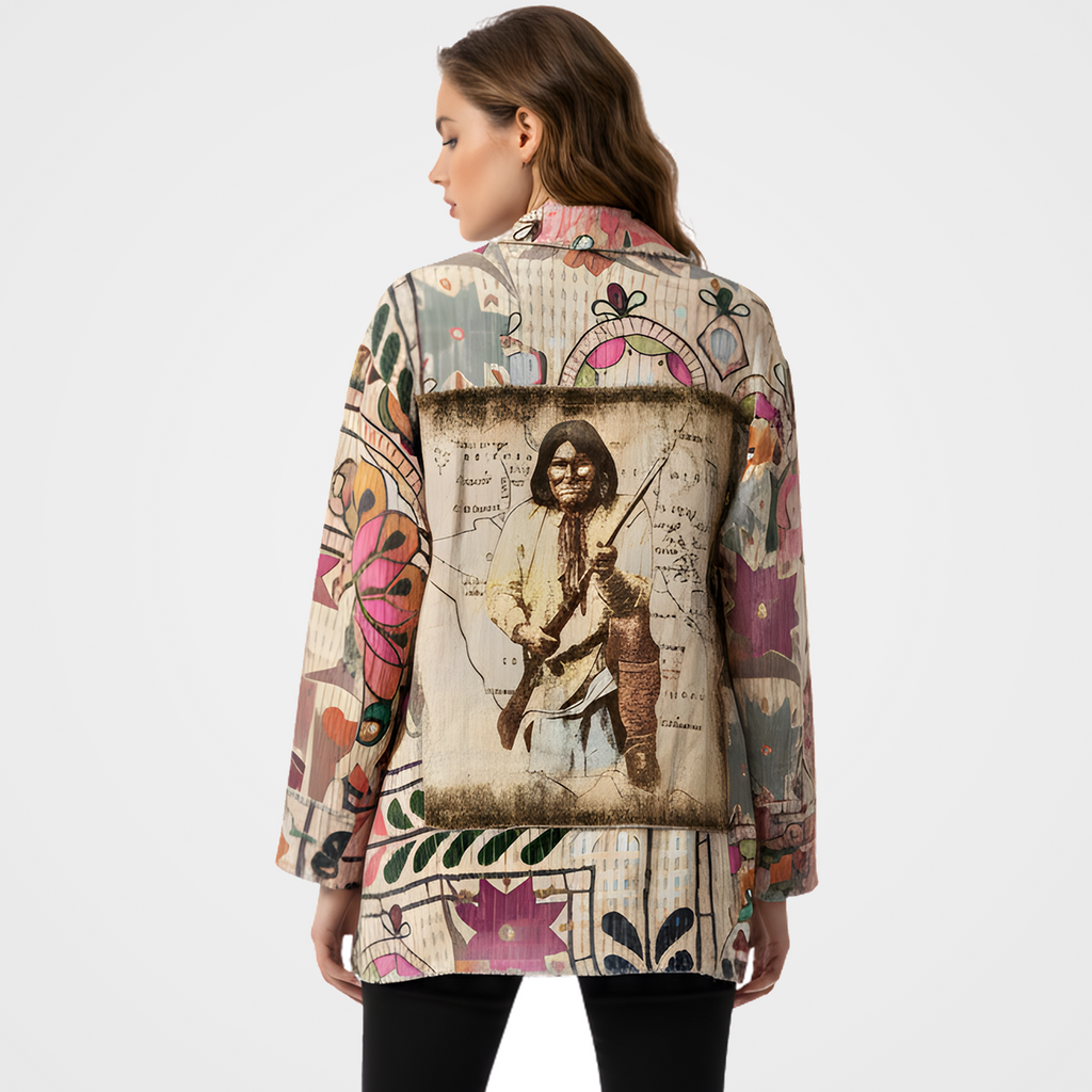 Kantha Print Button-UpTop w/Patch of Chief Joseph on Back
