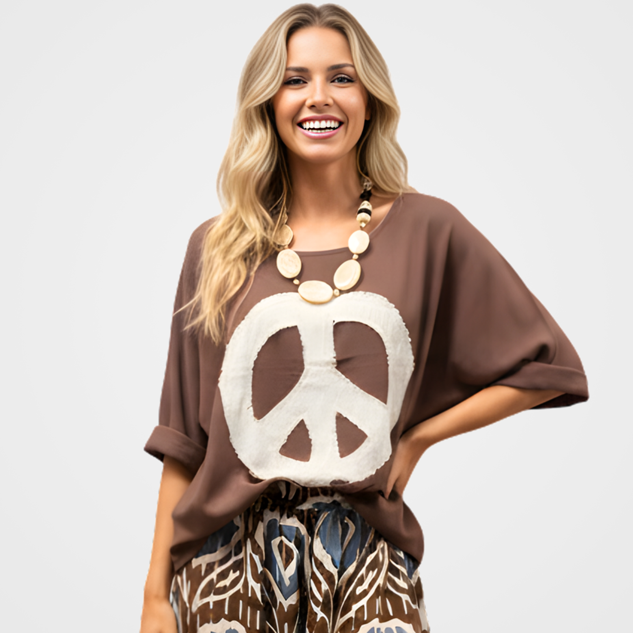 Cotton Top with Peace Sign Patch