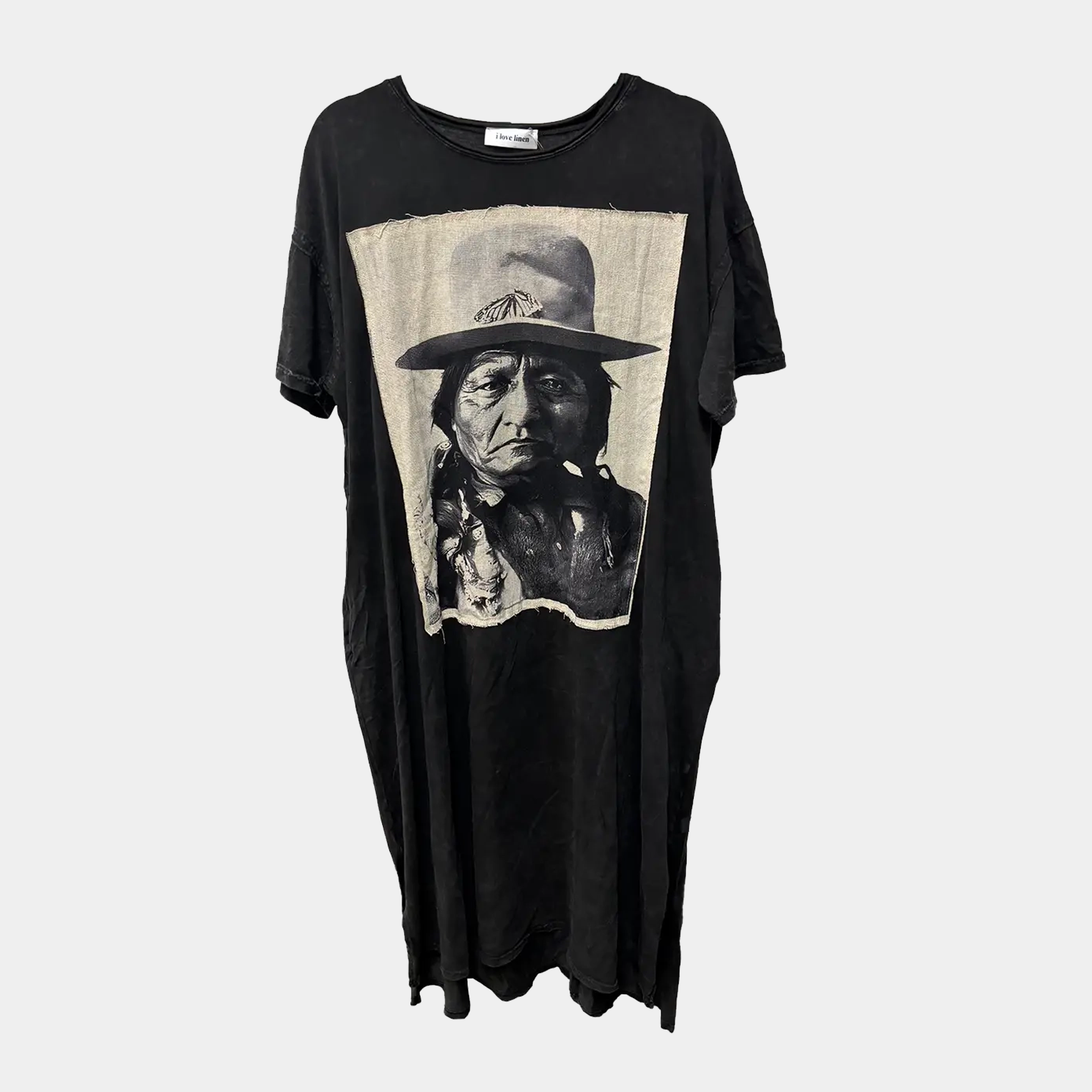 T-Shirt Dress with Sitting Bull Patchwork Print