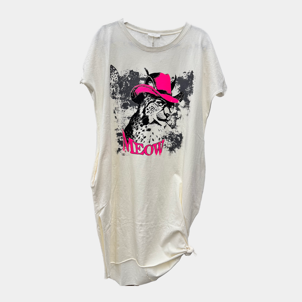 T-Shirt Dress with Kitschy Cat
