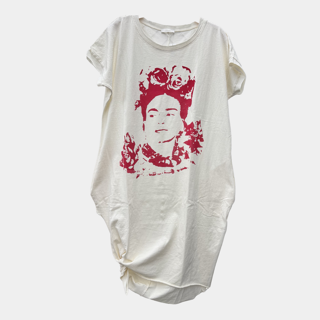 T-Shirt Dress with Frida Kahlo Graphic