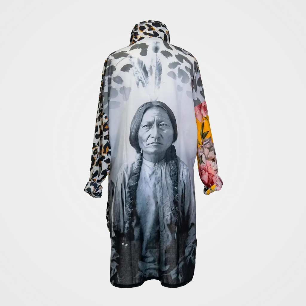 Fusion Blouse with Floral/Leopard & Chief Sitting Bull