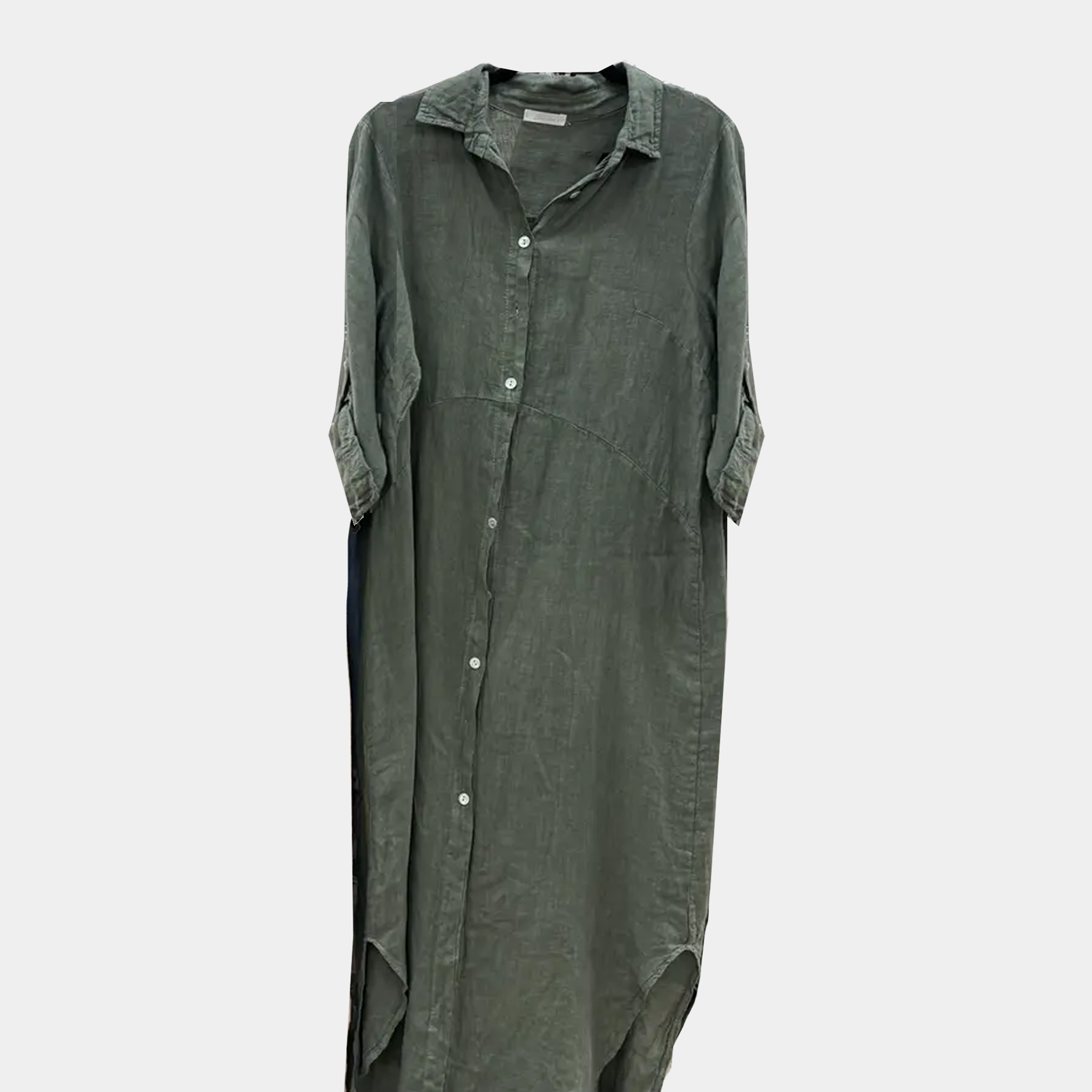 Linen Button-Up Dress with Pockets, Four Color Options