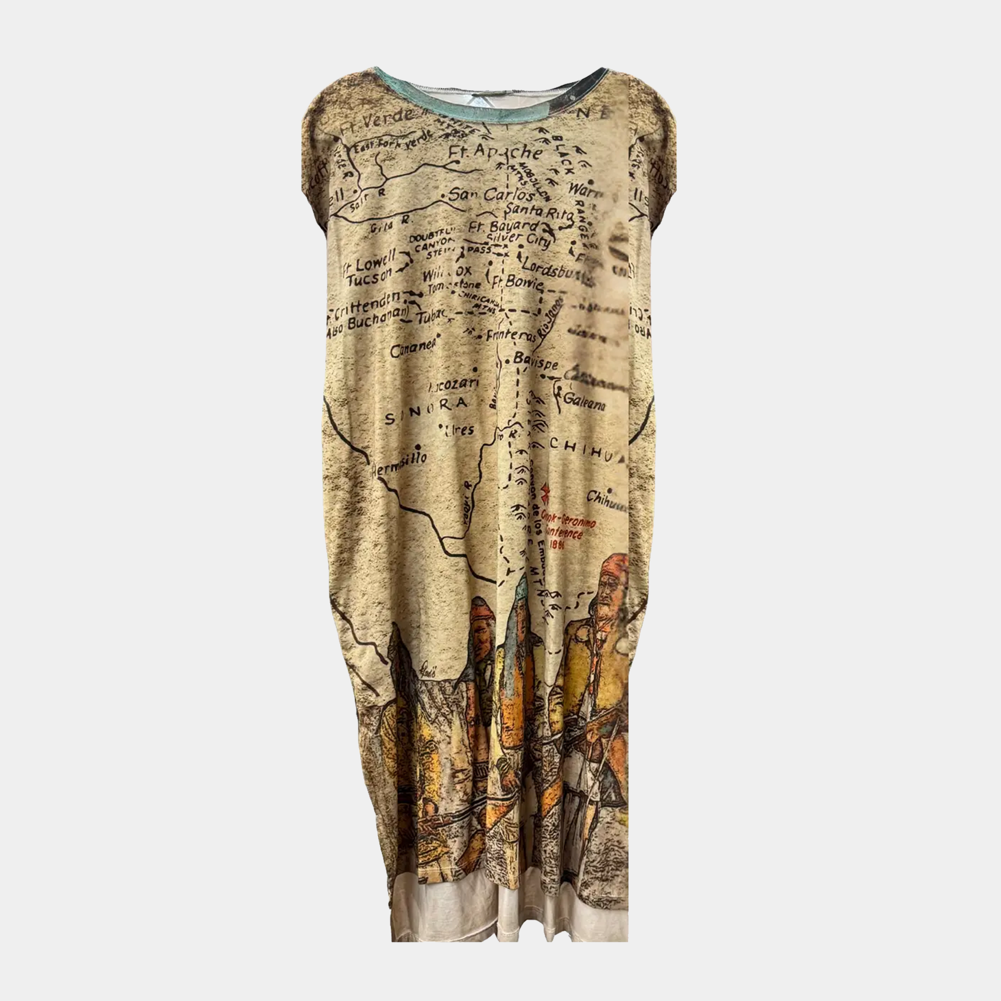 T-Shirt Dress with Map Print of Geronimo Conference