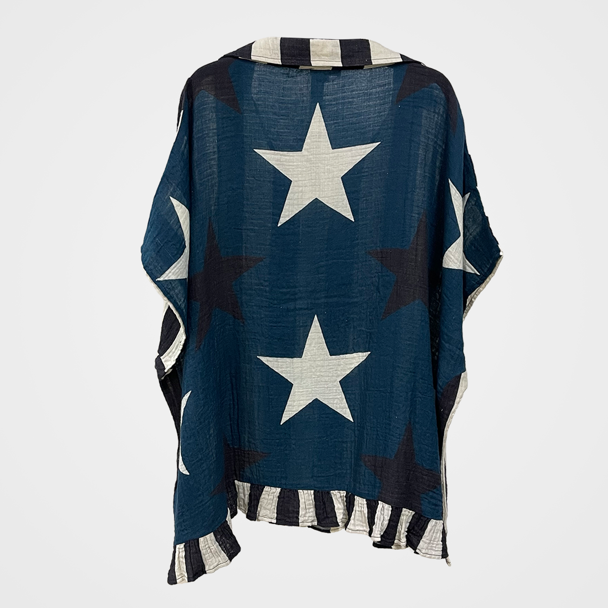 Collared Blouse with Stripes (front) and Stars (back) | $46 Each