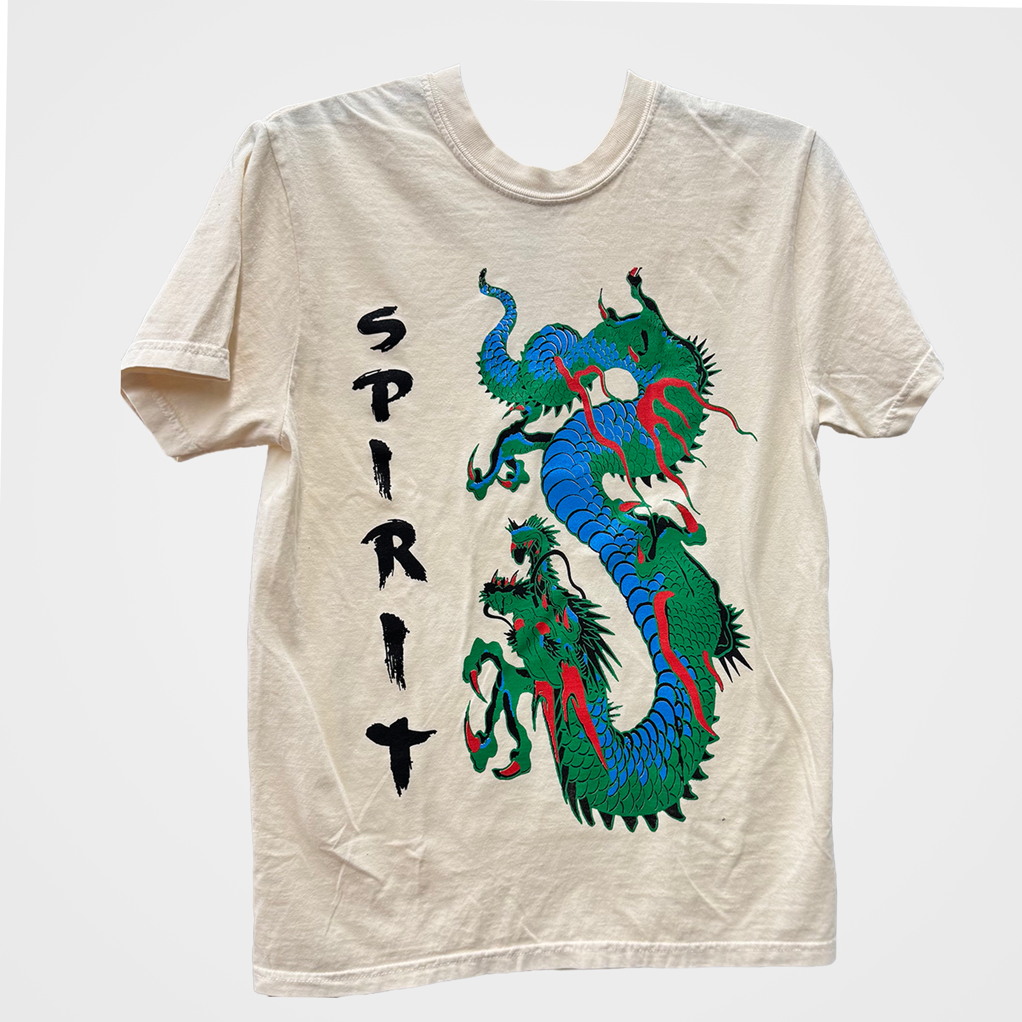 Dragon Print Tee in Ivory, Pink, or Gray