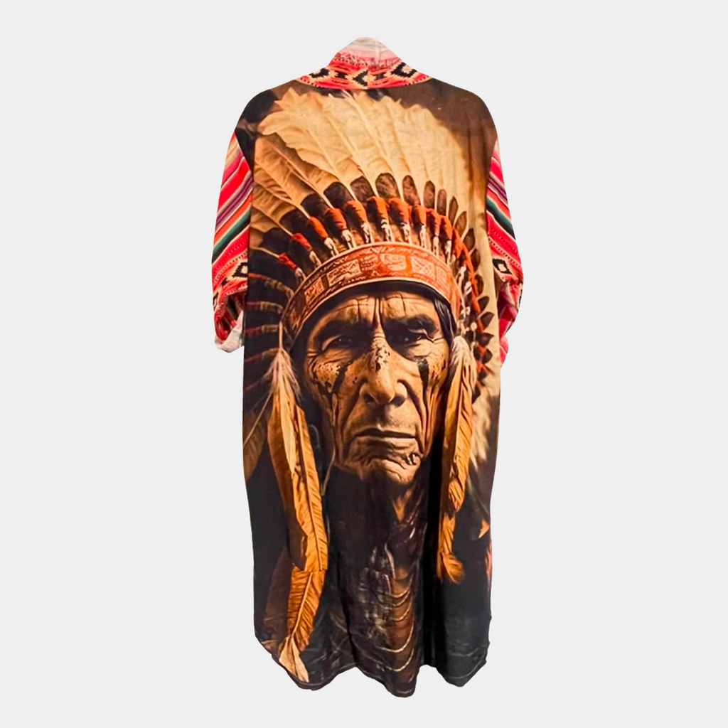 Striped Serape (front) with Native Chief Print (back)