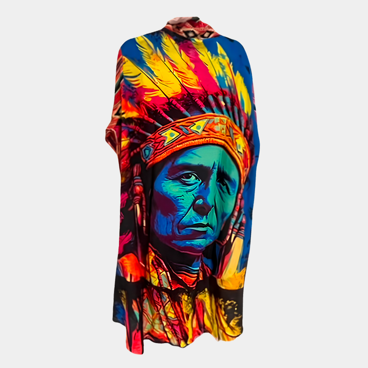 Striped Serape (front) with Colorful Native Chief Print (back)