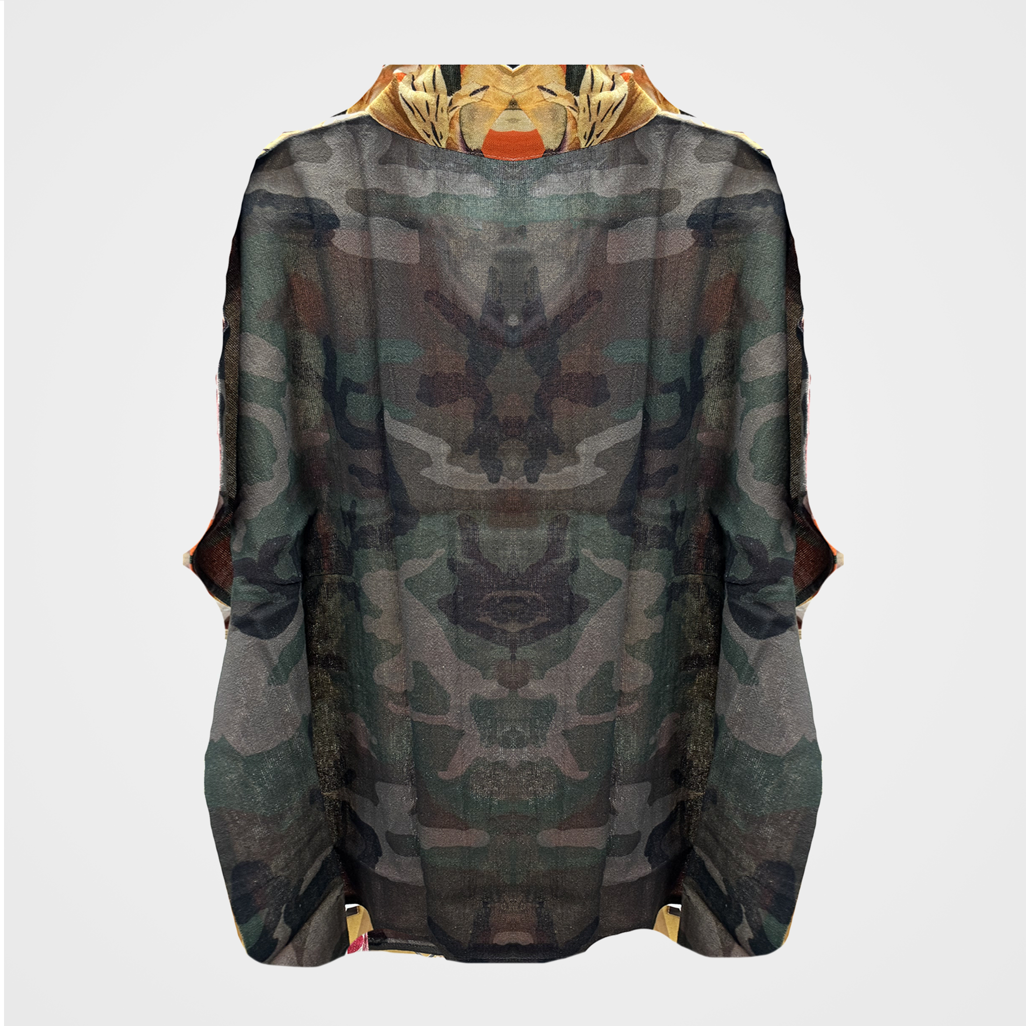 Collared Blouse with Floral (Front) and Camo (Back)