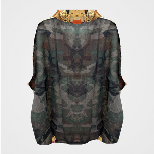 Collared Blouse with Floral (Front) and Camo (Back)
