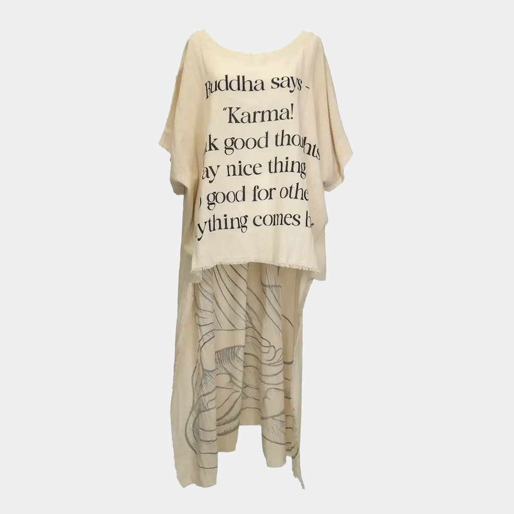 Hi-Lo Tunic with Buddha Quote (Front) & Buddha Print (Back)